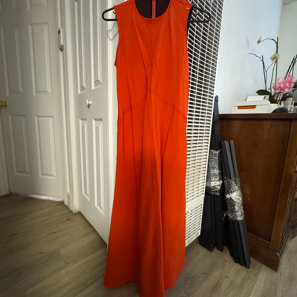 Zara Orange Sleeveless Maxi Dress